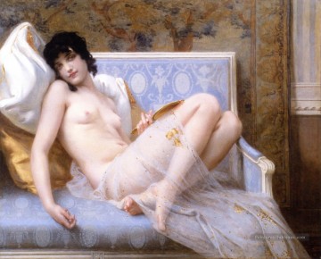 Jeune femme nue sur un canapé jeune femme denudee sur canape Guillaume Seignac nu classique Peinture à l'huile